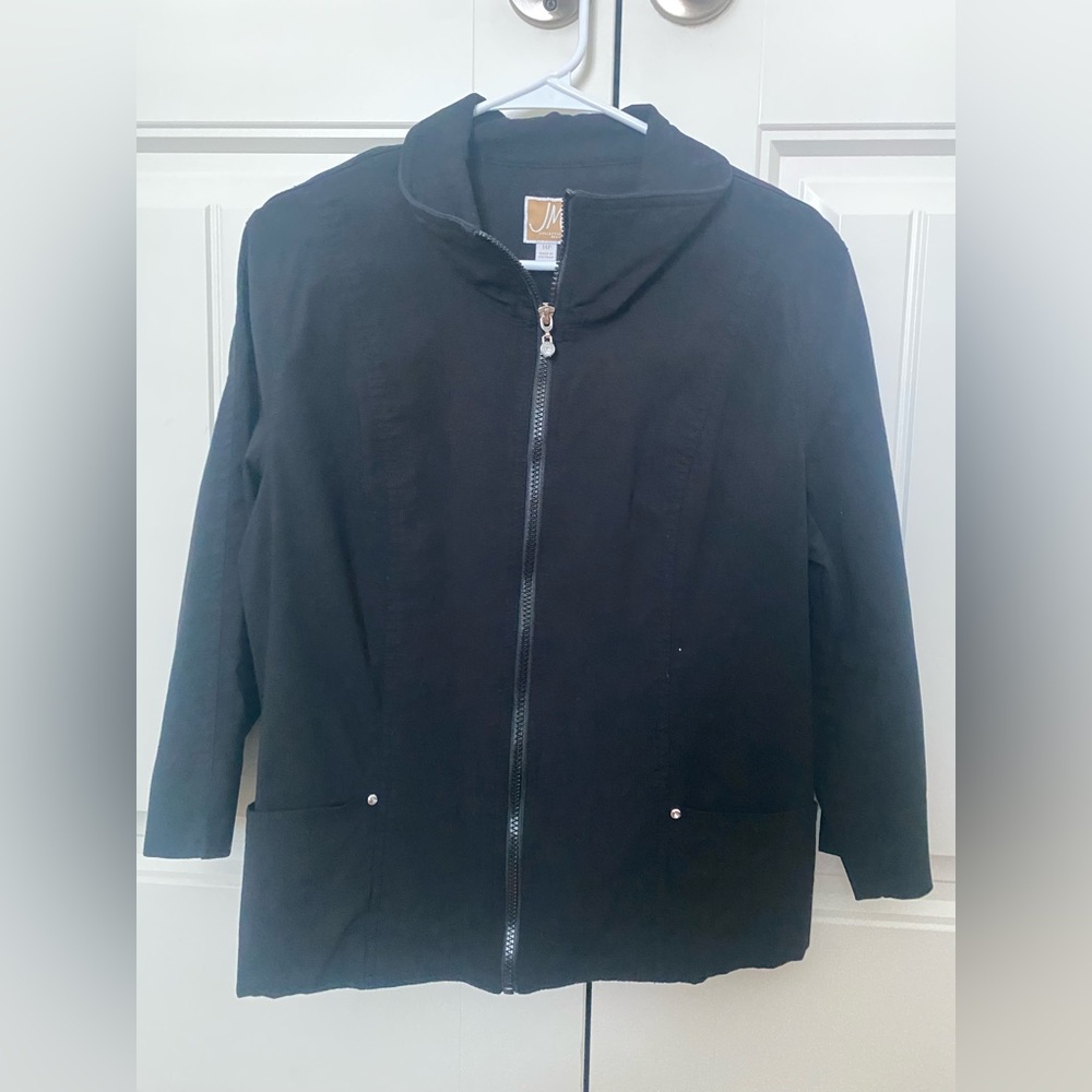 JM Collection Black Zip-Up Jacket